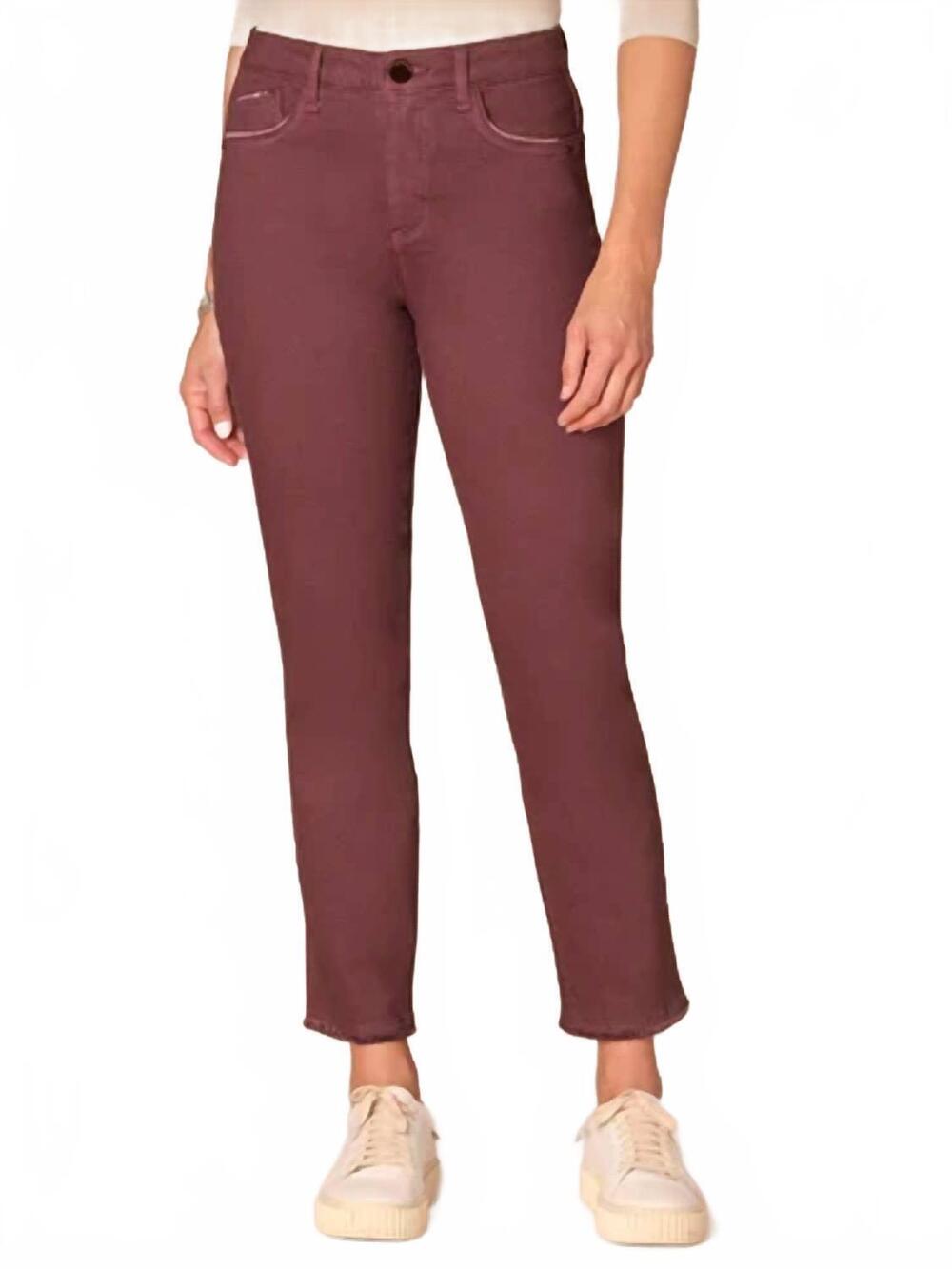 NEW DEMOCRACY colored slim straight cascading d pants in fig jam